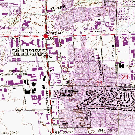 Topographic Map of Southern Nevada Baptist Association, NV