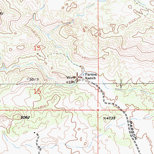 Topographic Map of Parson Ranch, CA
