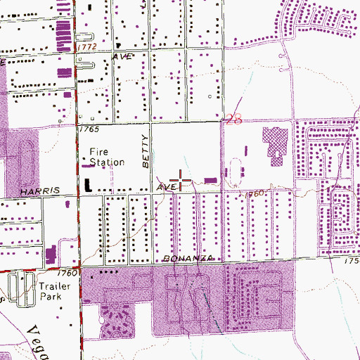 Topographic Map of Sunrise Library, NV