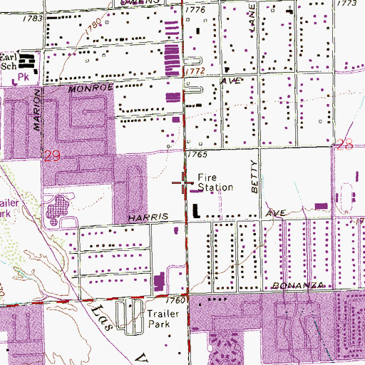 Topographic Map of Sunrise Town Hall, NV