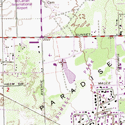 Topographic Map of Sunset Park Recreation Center, NV