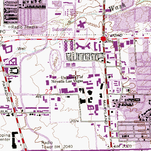 Topographic Map of Thomas T Beam Engineering Complex, NV