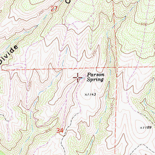 Topographic Map of Parson Spring, CA