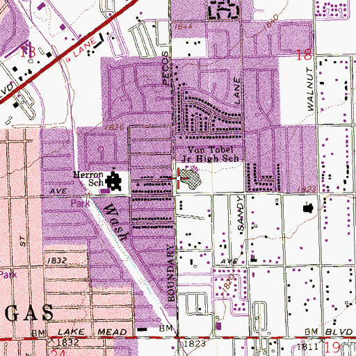 Topographic Map of Von Tobel Community Center, NV