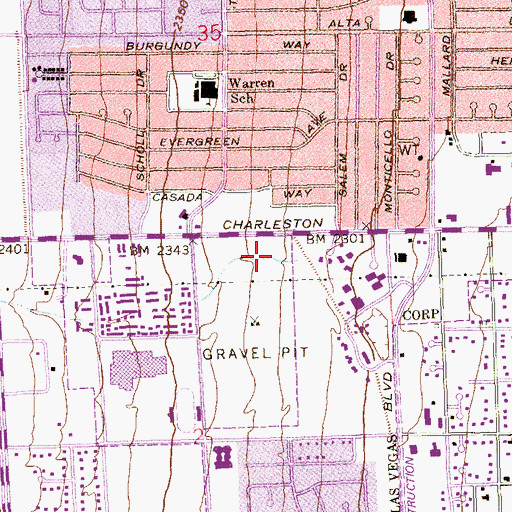 Topographic Map of West Charleston Library, NV