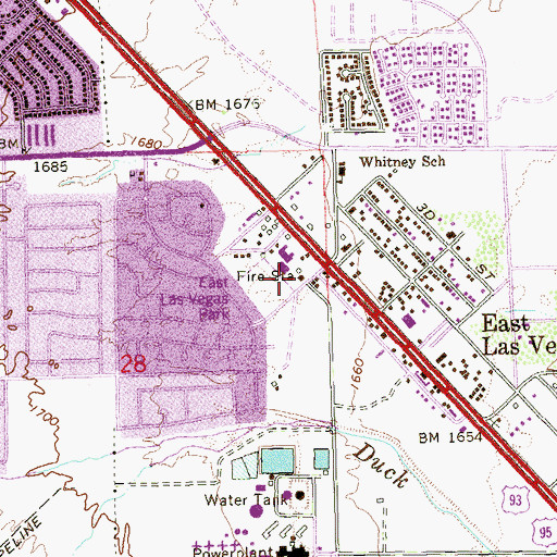 Topographic Map of Whitney Community Center, NV