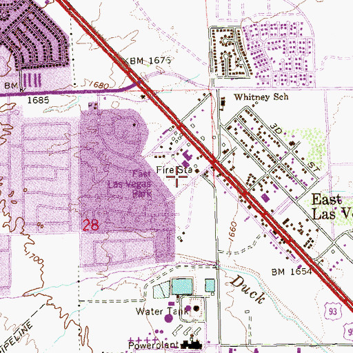 Topographic Map of Whitney Senior Center, NV