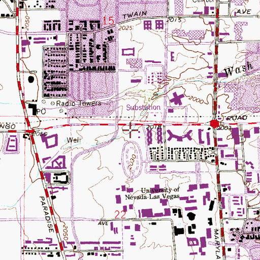 Topographic Map of William D Taylor Hall, NV