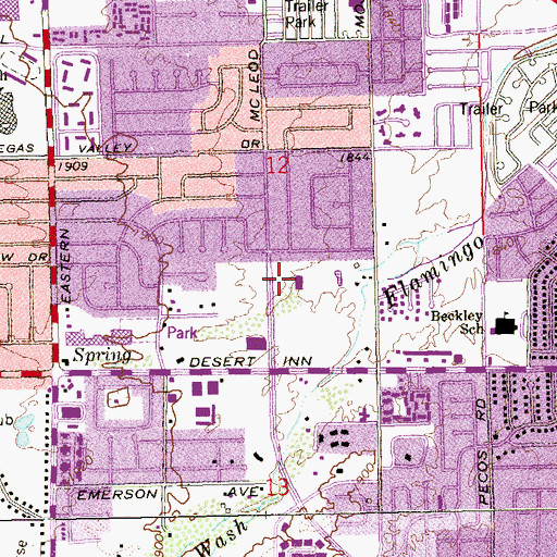Topographic Map of Winchester Community Center, NV