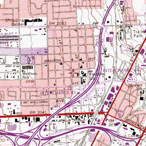 Topographic Map of Bethel Baptist Church, NV