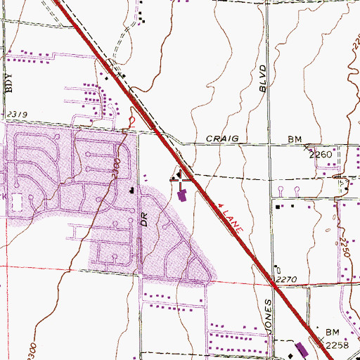 Topographic Map of Calvary Chapel of Lone Mountain, NV
