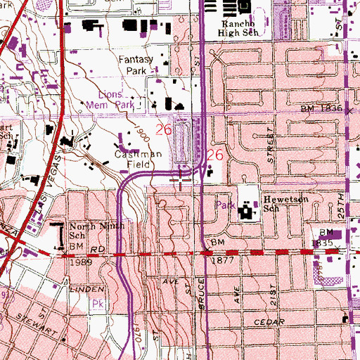 Topographic Map of Calvary Lutheran Church, NV