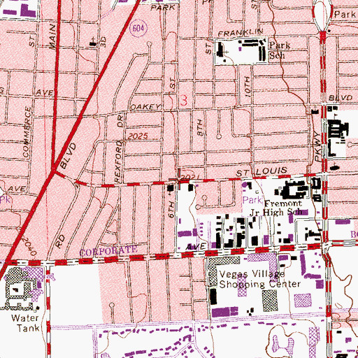 Topographic Map of Chinese Baptist Church, NV