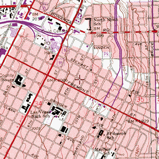 Topographic Map of Church on the Street, NV