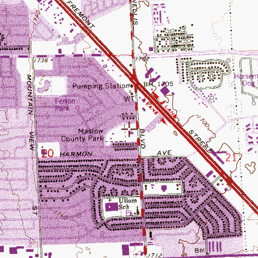 Topographic Map of Desert Hills Baptist Church, NV