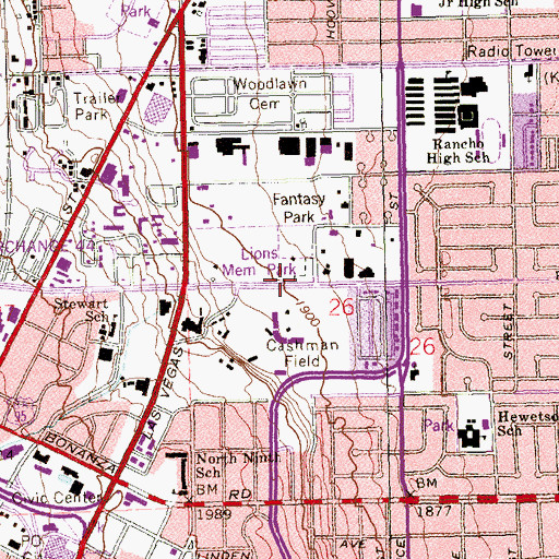 Topographic Map of Echoes of Faith Church, NV