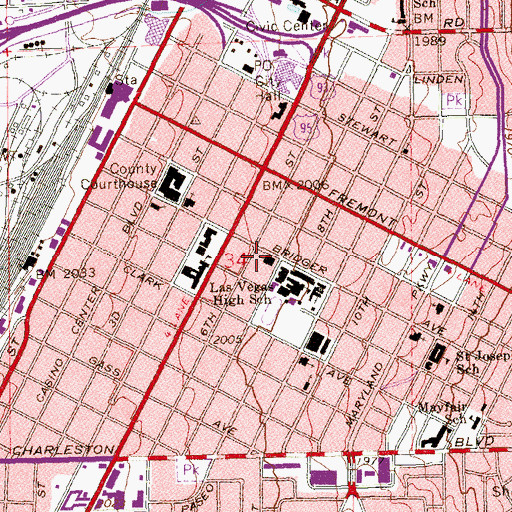 Topographic Map of First Church of Christ Scientist, NV