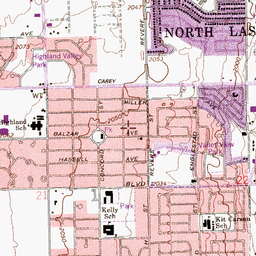 Topographic Map of First Church of God, NV