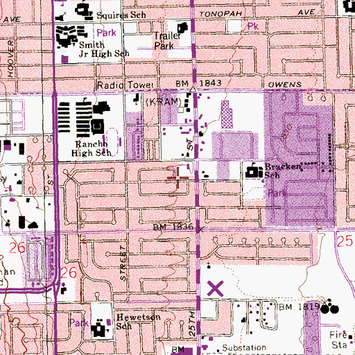 Topographic Map of First Congregational Church United Church of Christ, NV