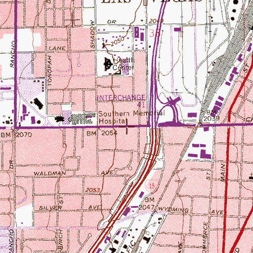 Topographic Map of First Presbyterian Church, NV