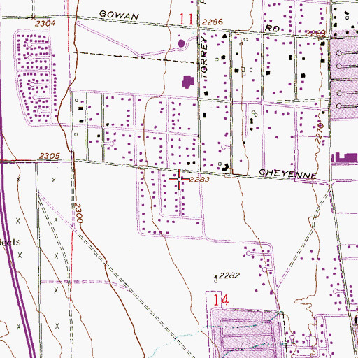 Topographic Map of Foothills Southern Baptist Church, NV