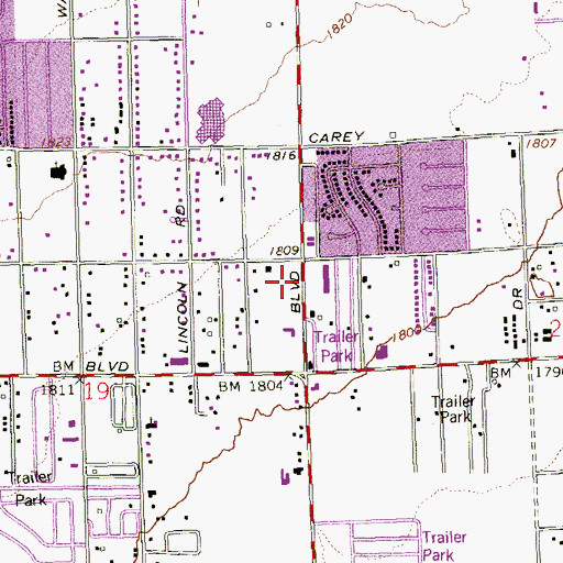 Topographic Map of Genesis II Christian Center, NV