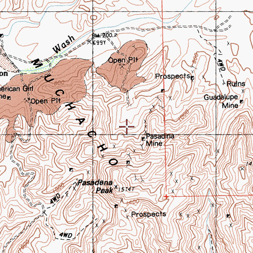 Topographic Map of Pasadena Mine, CA