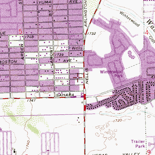 Topographic Map of Grapevine Fellowship Church, NV