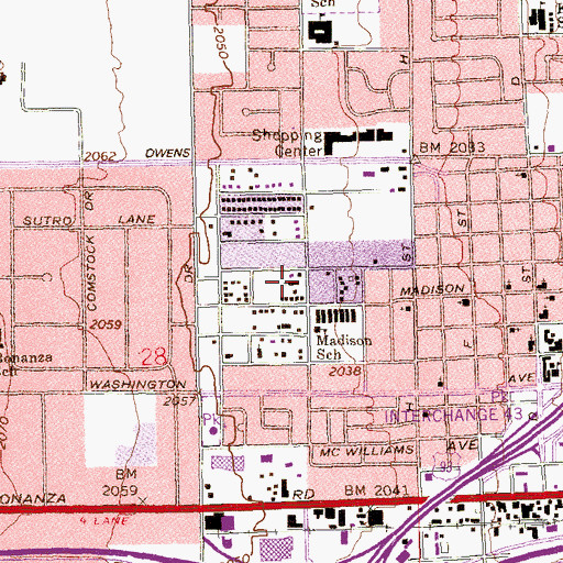 Topographic Map of Greater Carver Baptist Church, NV