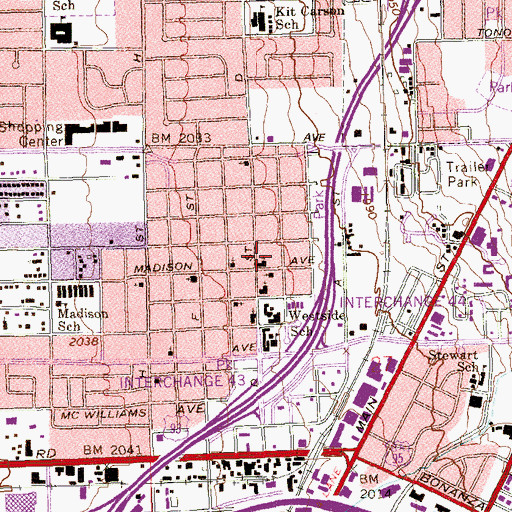 Topographic Map of Greater Saint James Baptist Church, NV