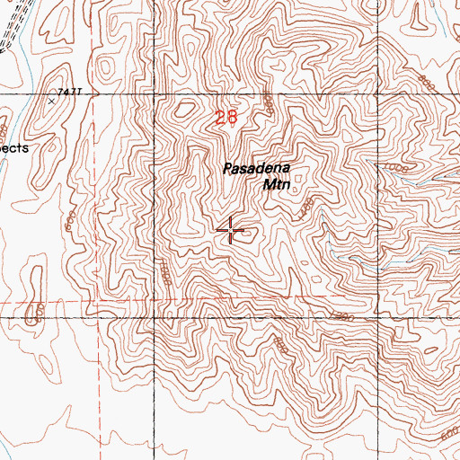Topographic Map of Pasadena Mountain, CA