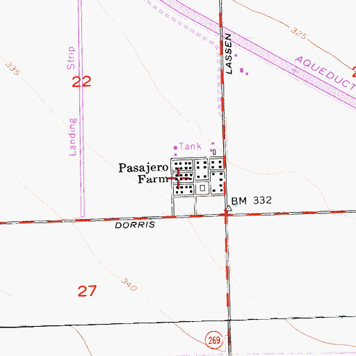 Topographic Map of Pasajero Farm, CA