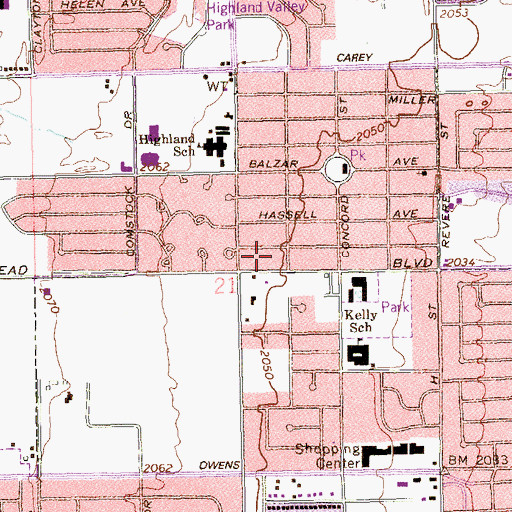 Topographic Map of Holy Cross Baptist Church, NV