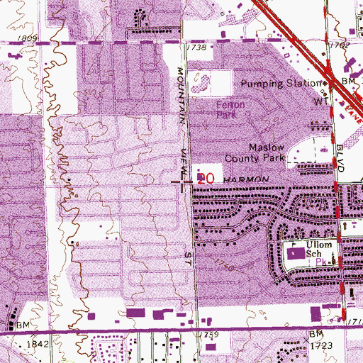 Topographic Map of Holy Family Catholic Church, NV