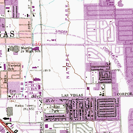 Topographic Map of Iglesia Bautista Monte Horeb, NV