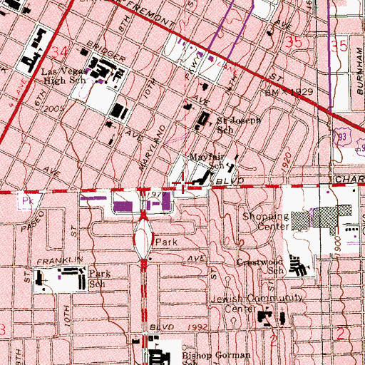 Topographic Map of Iglesia de Dios Luz a las Naciones, NV