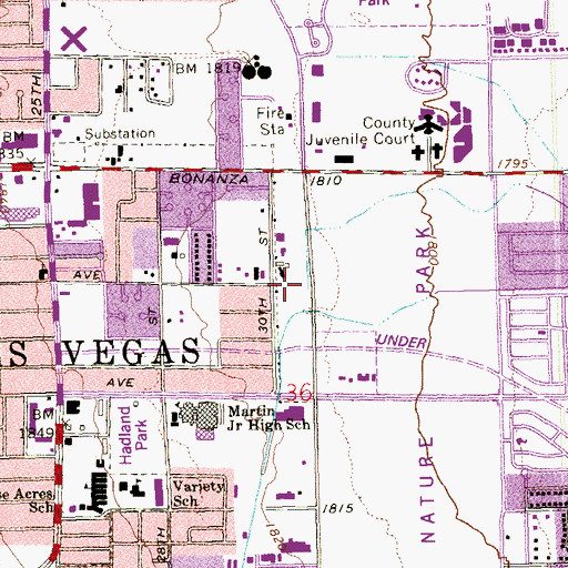 Topographic Map of Iglesia Internacional de las Vegas, NV