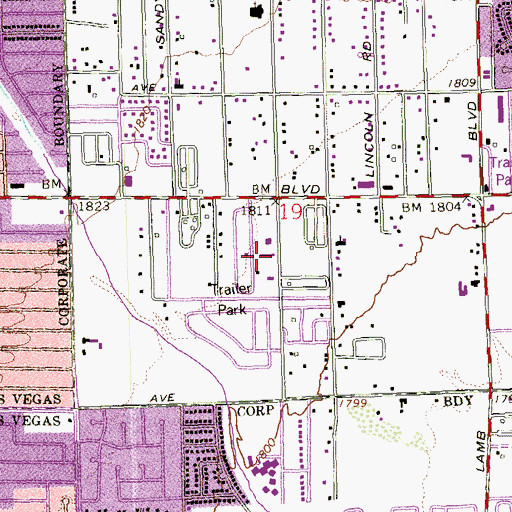 Topographic Map of Kingdom Hall of Jehovahs Witnesses, NV