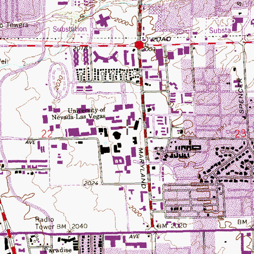 Topographic Map of Archie C Grant Hall, NV