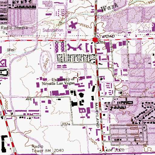 Topographic Map of Artemus W Ham Concert Hall, NV