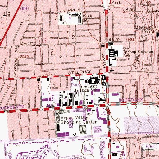 Topographic Map of Baker Park Community Center, NV