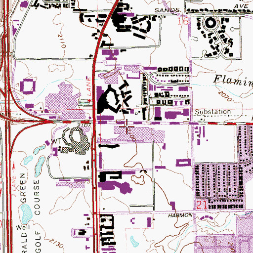 Topographic Map of Ballys Hotel and Casino, NV