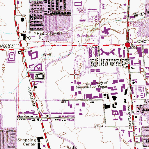 Topographic Map of Bennett Professional Development Center, NV