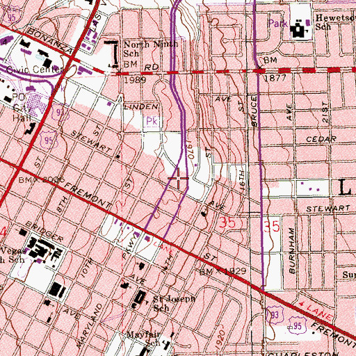 Topographic Map of Bilingual Senior Community Center, NV