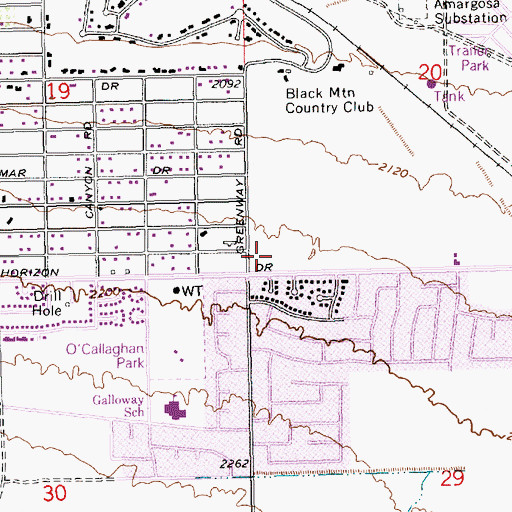 Topographic Map of Black Mountain Recreation Center, NV