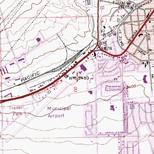 Topographic Map of Boulder City Fire Department, NV