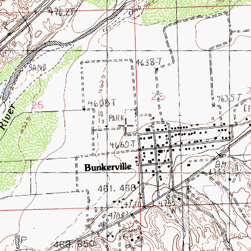 Topographic Map of Bunkerville Community Center, NV
