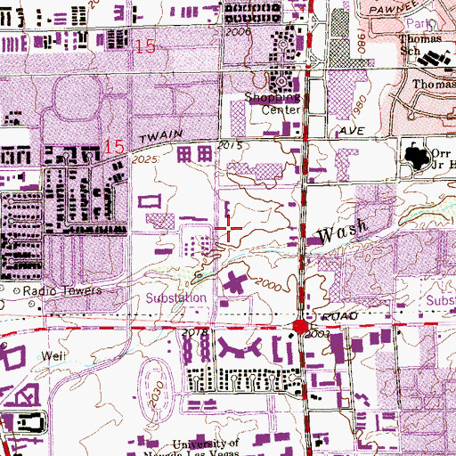 Topographic Map of Cambridge Senior and Youth Center, NV