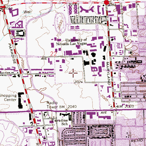 Topographic Map of Carol C Harter Classroom Building Complex, NV