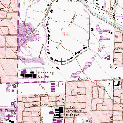 Topographic Map of Biltmore Villas, AZ